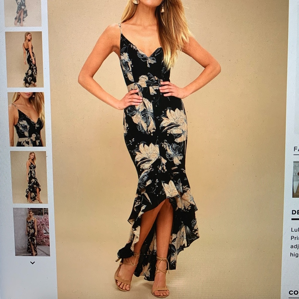 Darling Daylily Black Floral Print High-Low dress